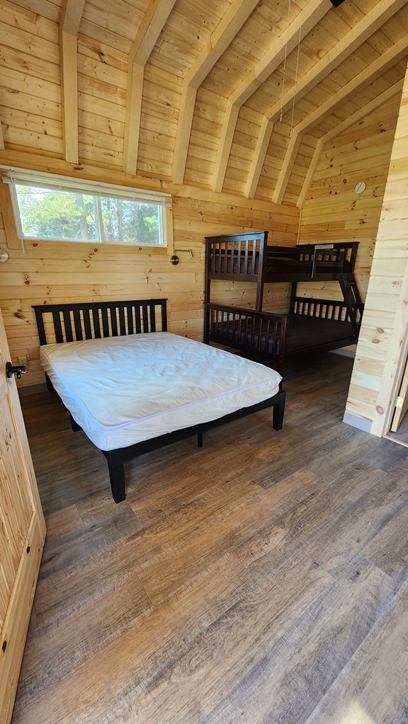 Rustic Cabin Interior looking at beds.