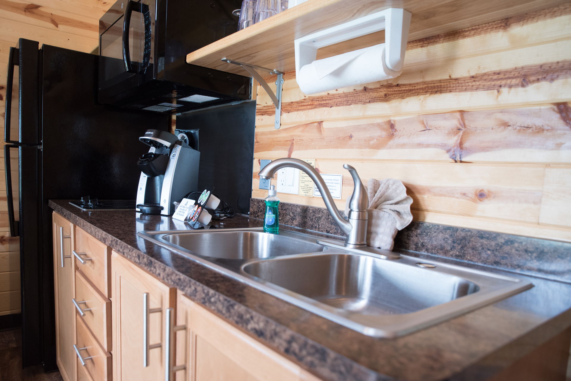 Kitchen Area with Full Fridge