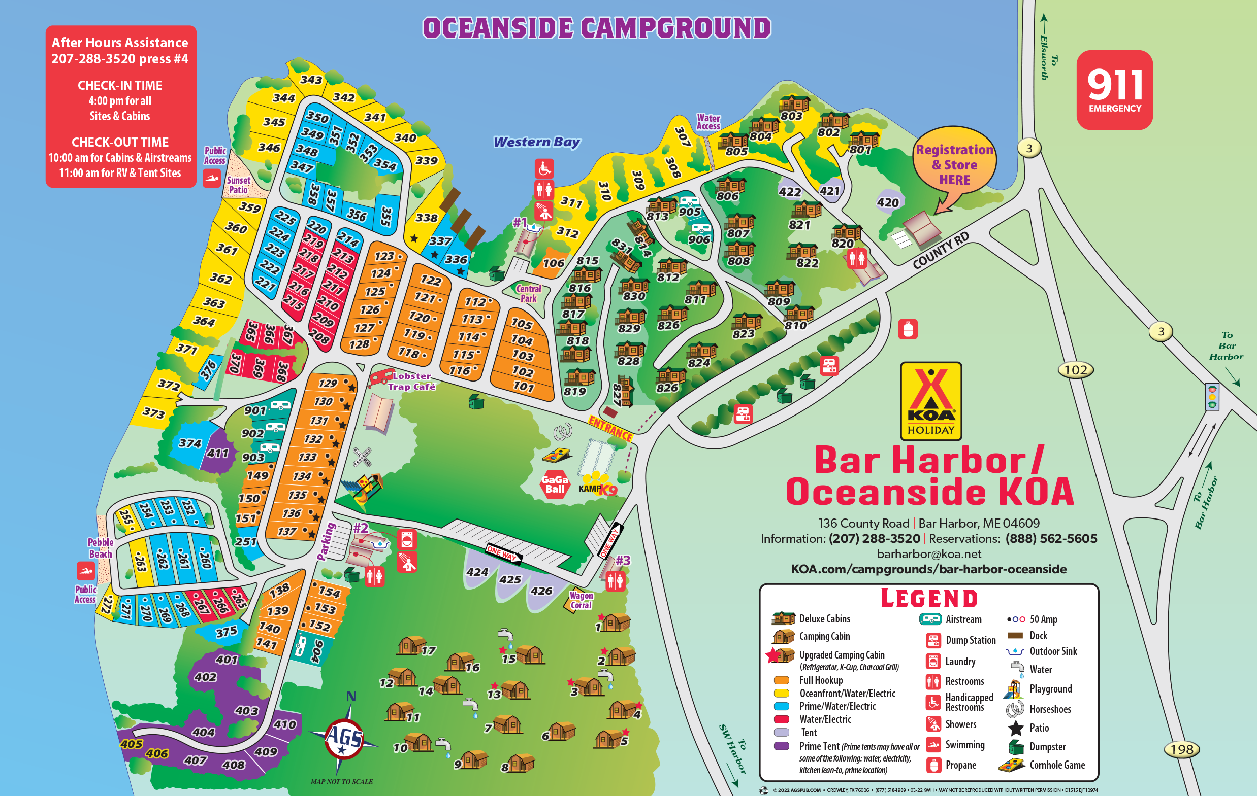 Campground Map Bar Harbor/Oceanside KOA Holiday