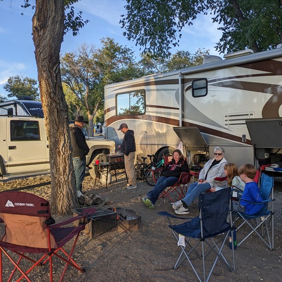 Family enjoying their campsite