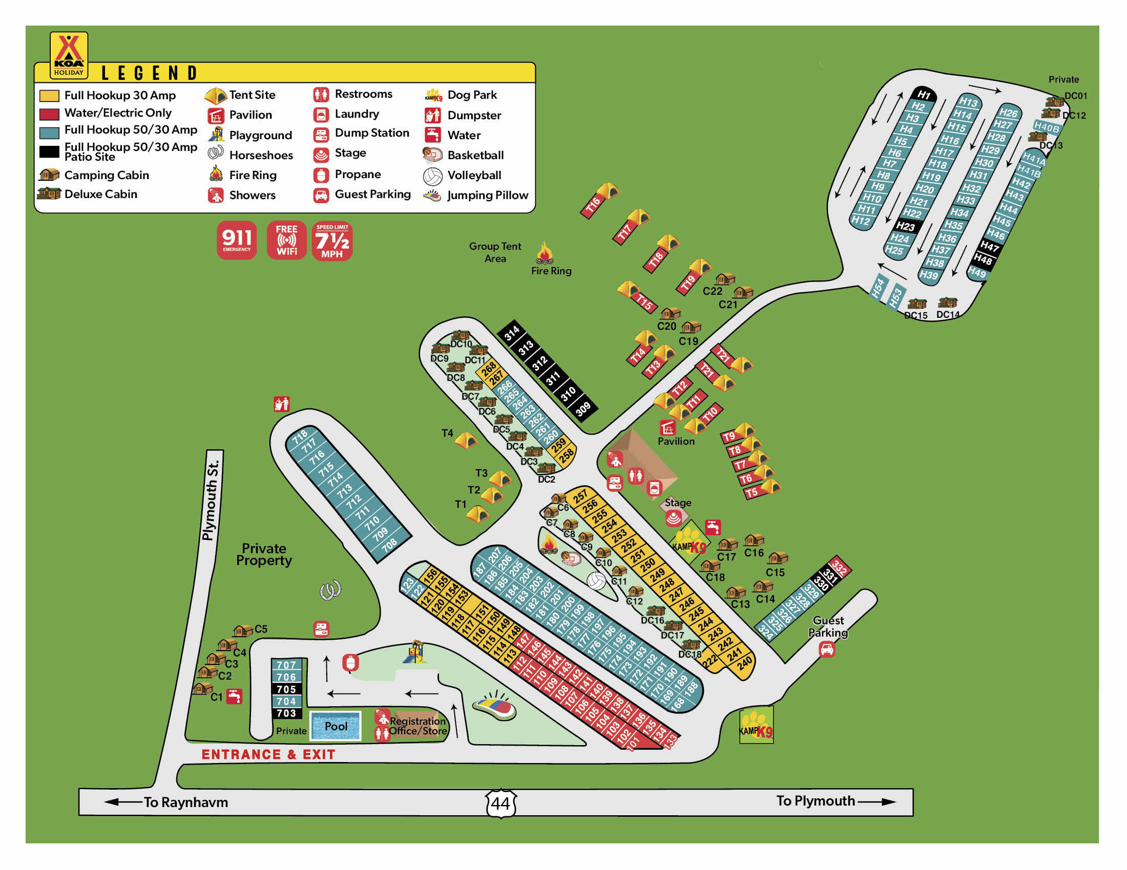 Middleboro, MA Campground Map Boston/Cape Cod KOA Holiday