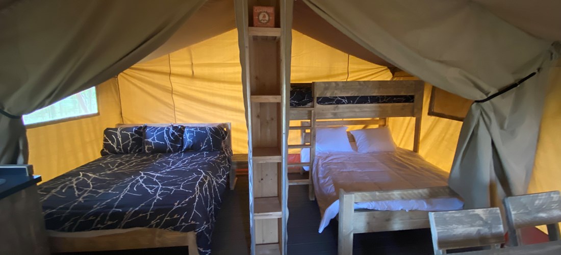 Glamping cabin beds