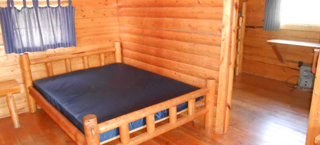 2 room cabin with double bed.