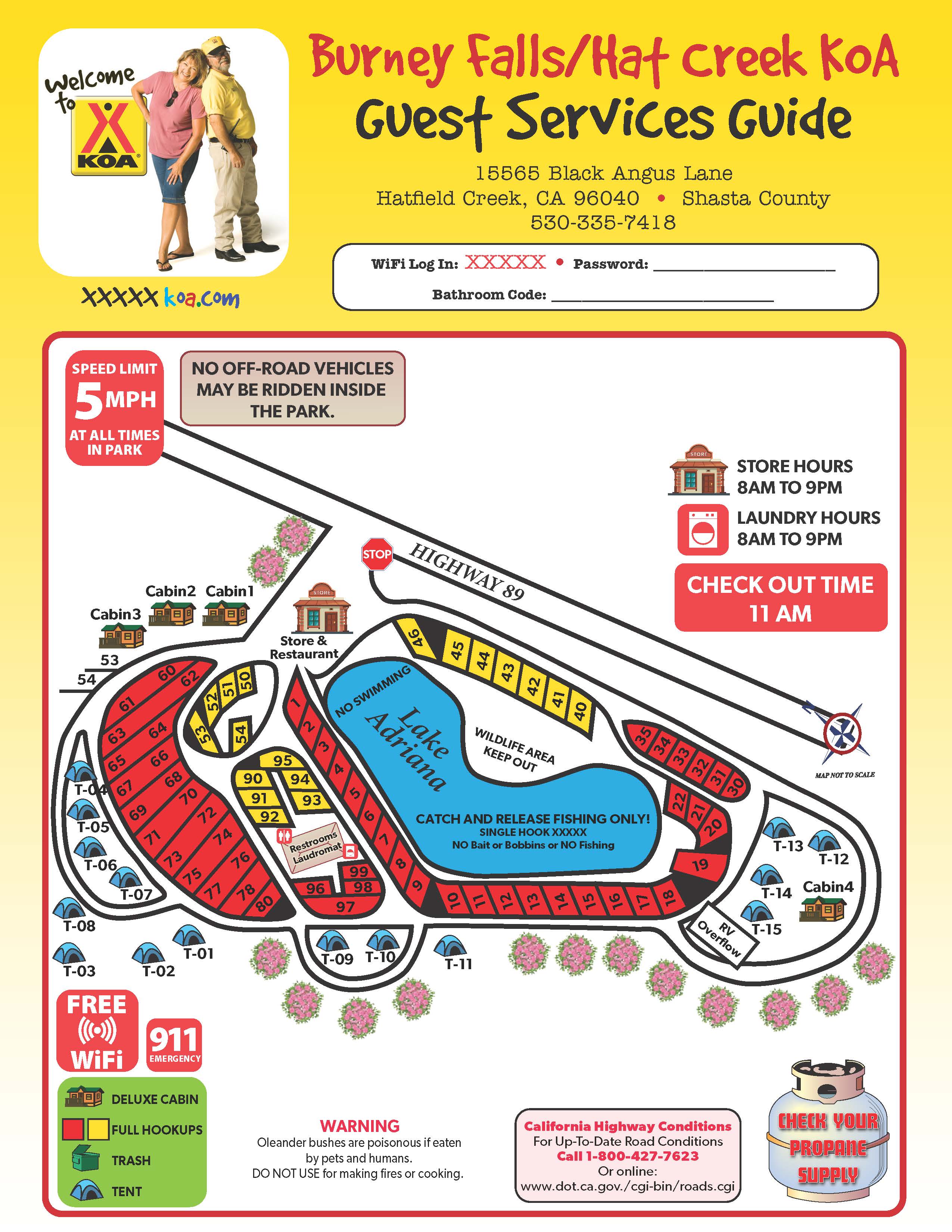 Hat Creek, California Campground Map Burney Falls / Hat Creek KOA Holiday