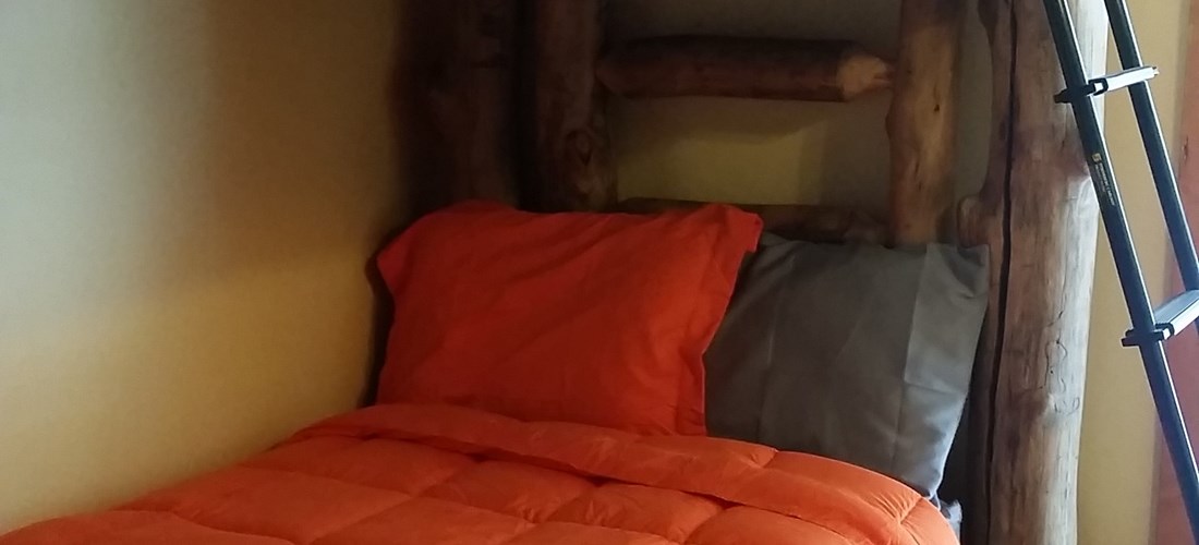 Bunk room is great for kids offering a log twin bunk.
