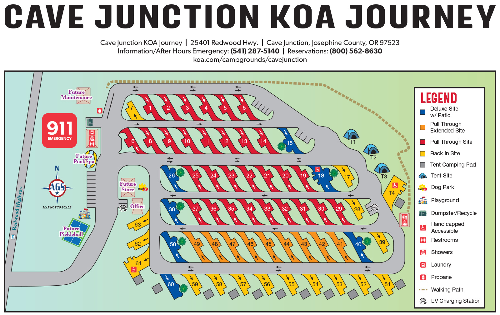 Cave Junction, Oregon Campground Map Cave Junction KOA Journey