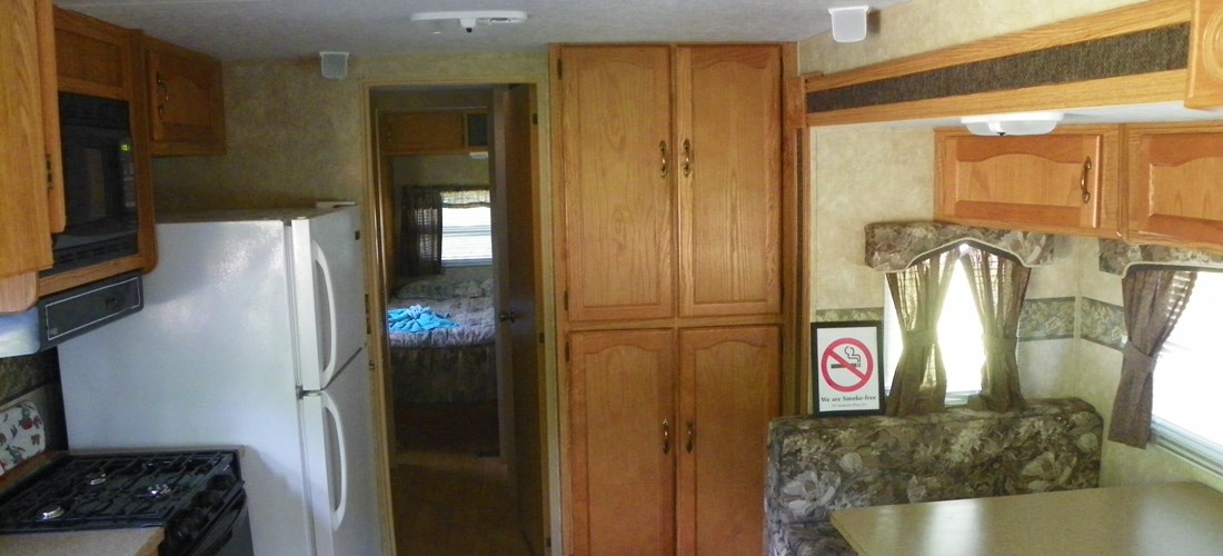 Rental trailer 150 kitchen & dinning area.