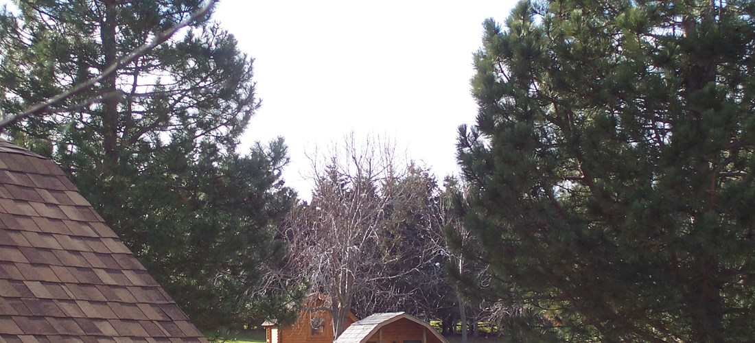 Exterior picture of a camping cabin.