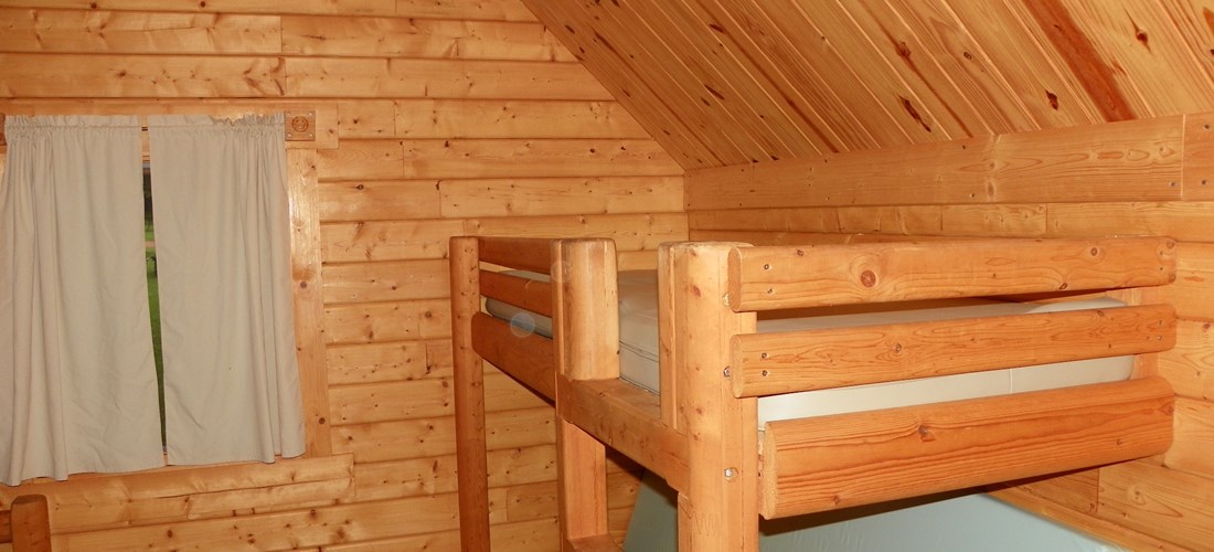 Bunk bed in camping cabin.