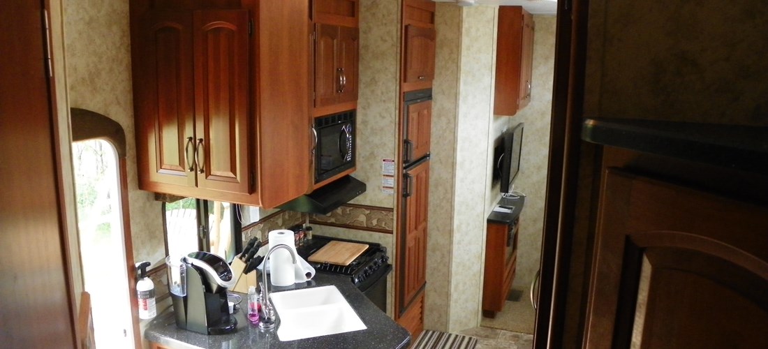 Rental trailer 50B kitchen.
