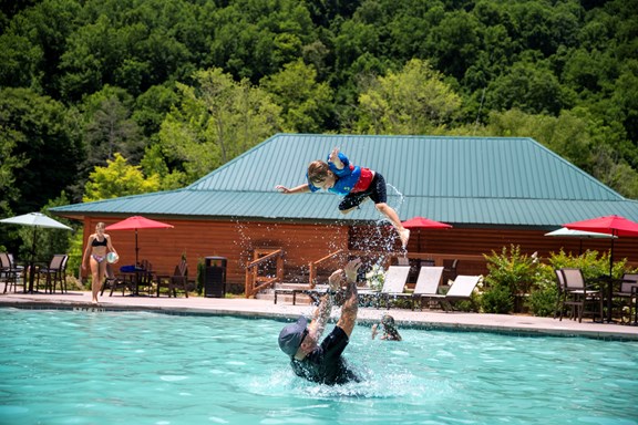 Outdoor Pool, Hot Tub, and Café Area