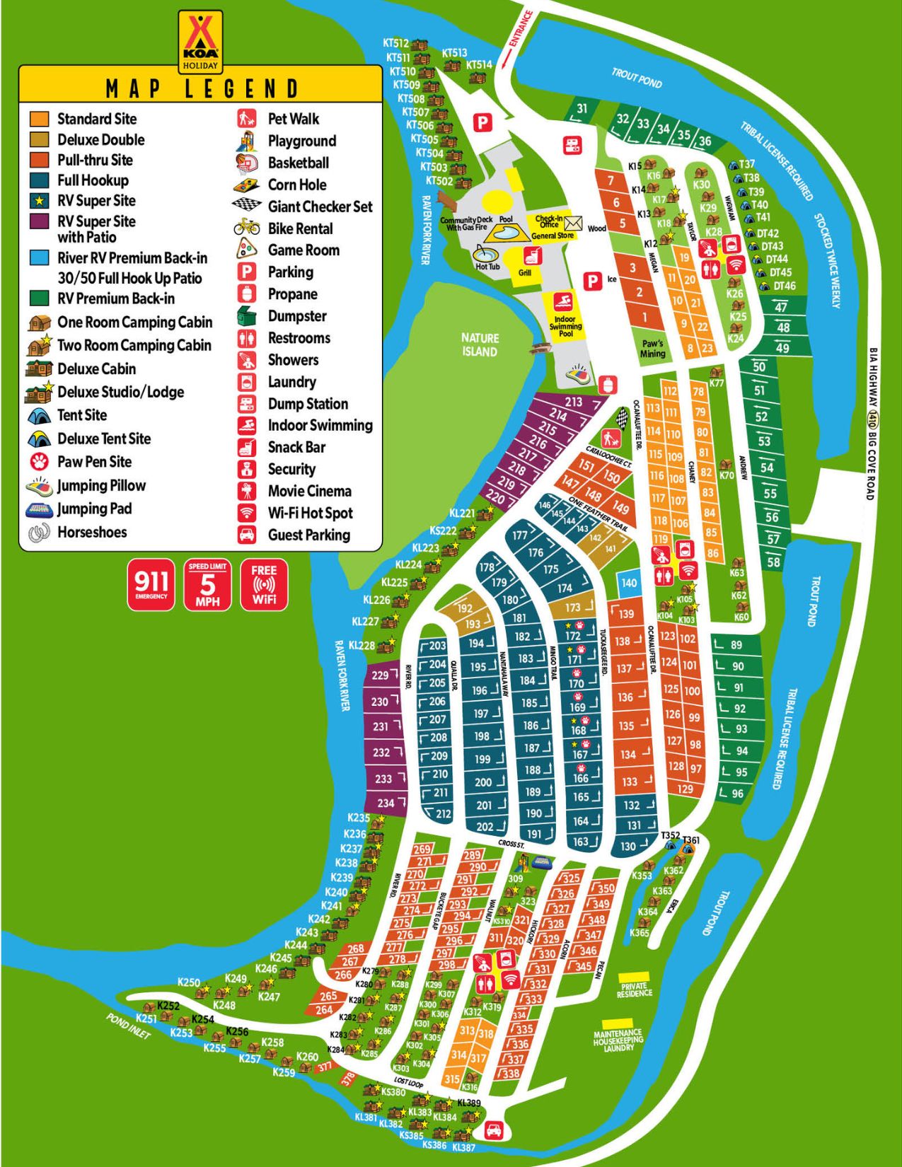 holiday cove rv resort map