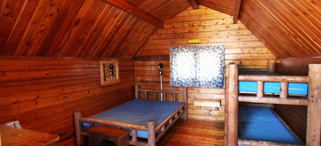 inside of 1 room camping cabin
