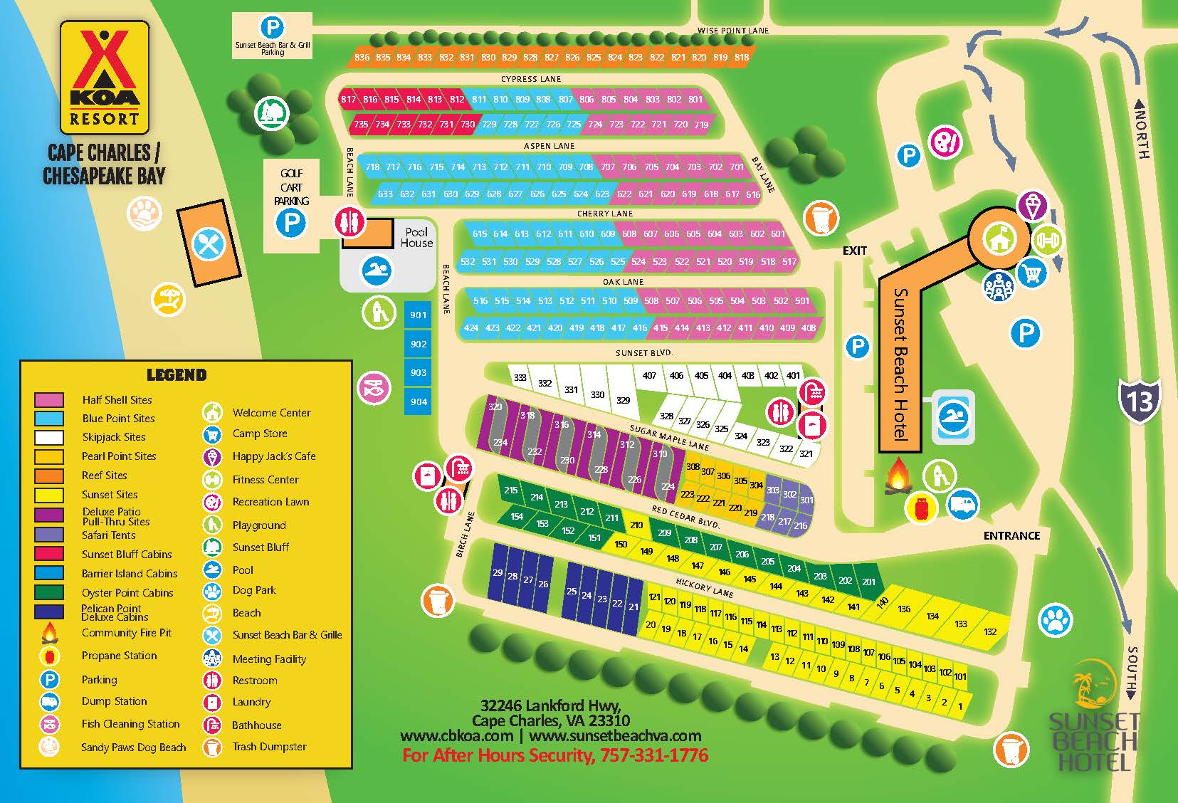Campground Map Cape Charles/Chesapeake Bay KOA Resort