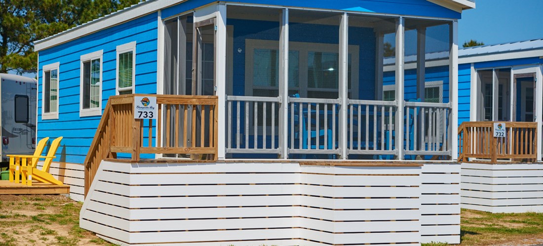 Glampers will love the cabins at Chesapeake Bay KOA.
