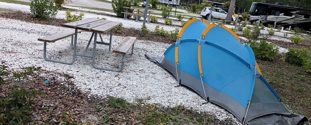Tent on a Full Hook Up RV Site