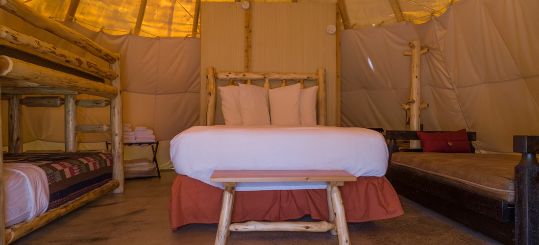 Inside Teepee queen bed