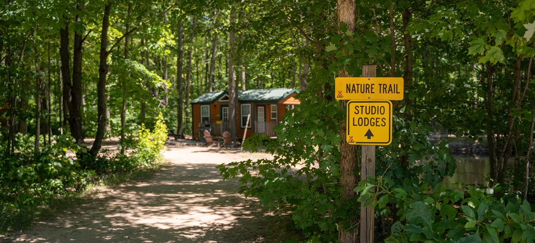 Studio cabins near pond