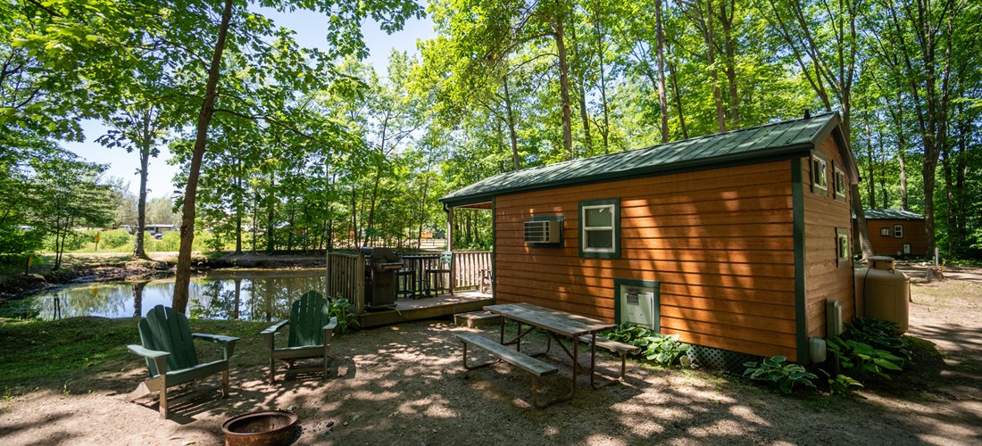 Studio cabins near pond