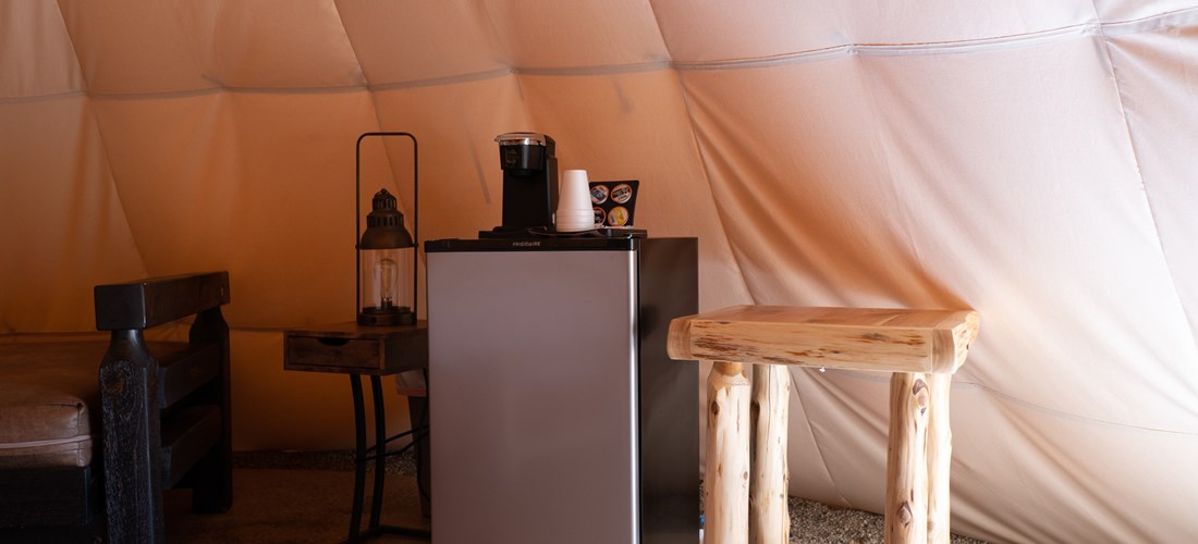 Inside Teepee fridge