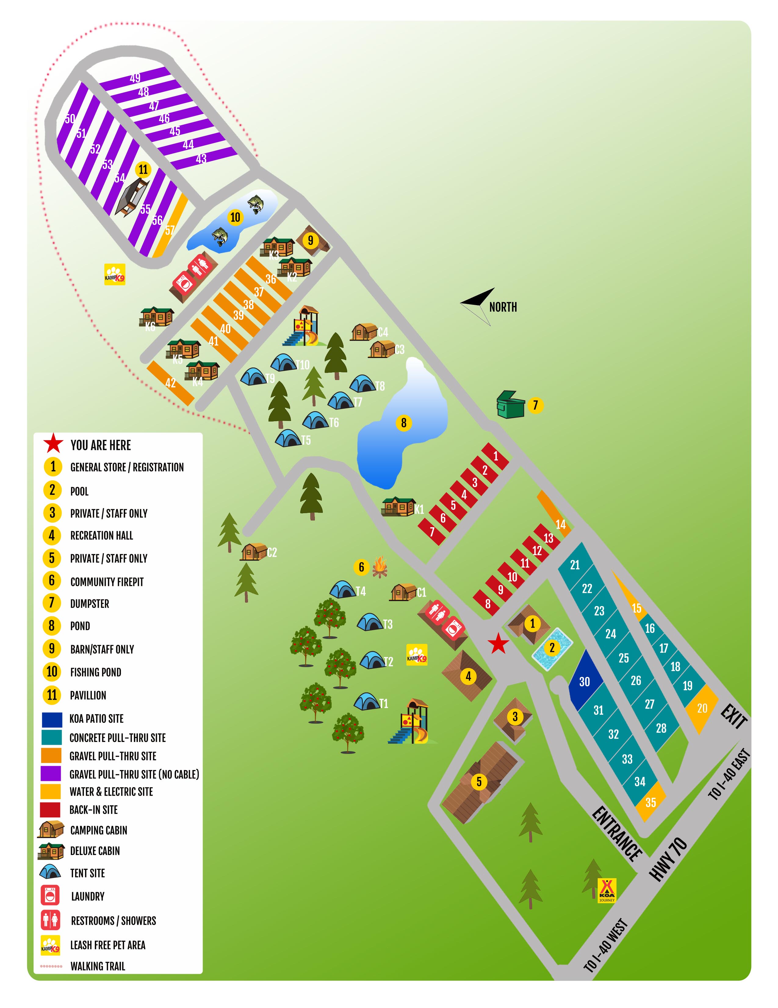 Crossville, Tennessee Campground Map Crossville / I40 KOA