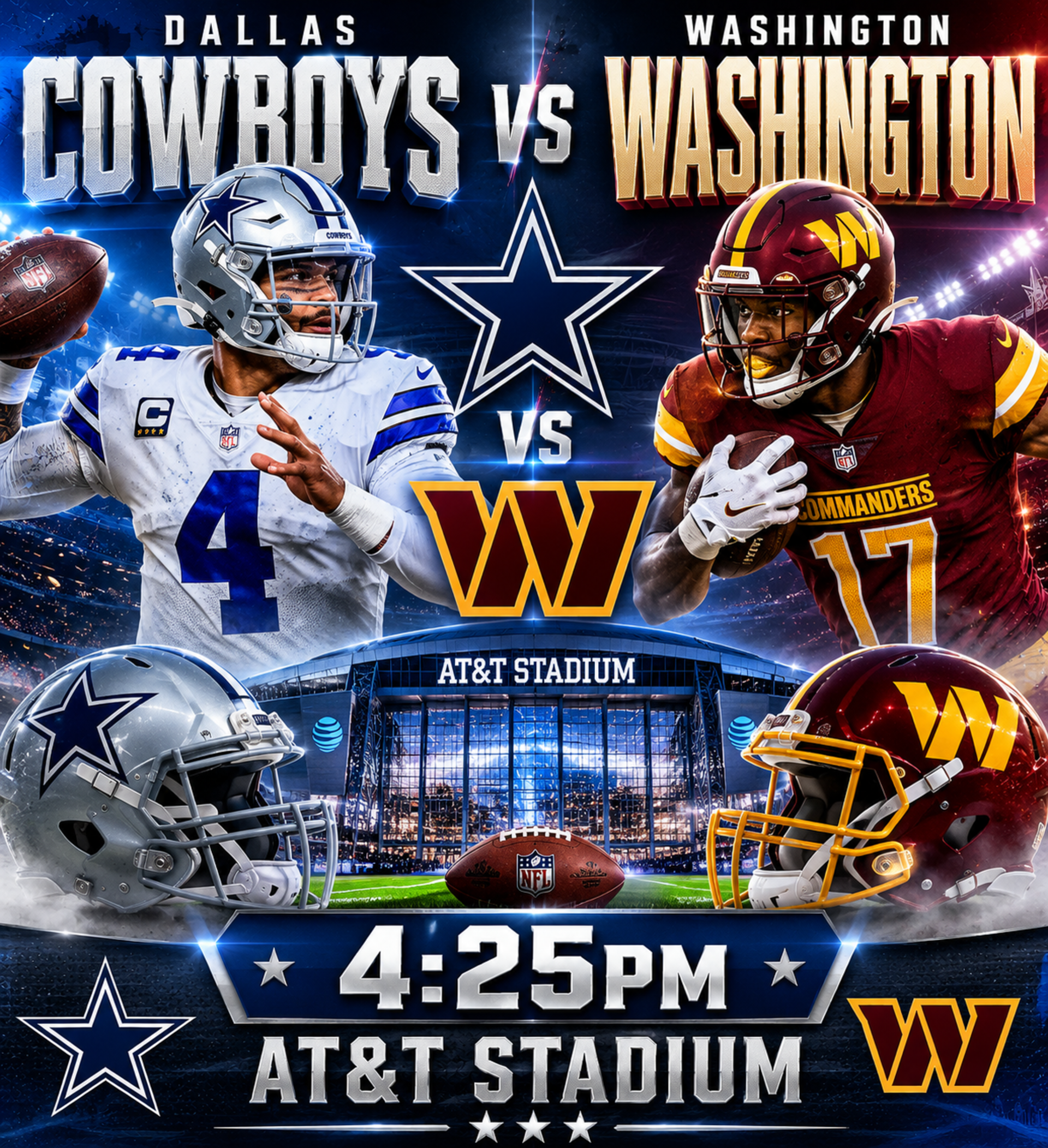 Dallas cowboys VS Washington 4:25pm -AT&T stadium Photo