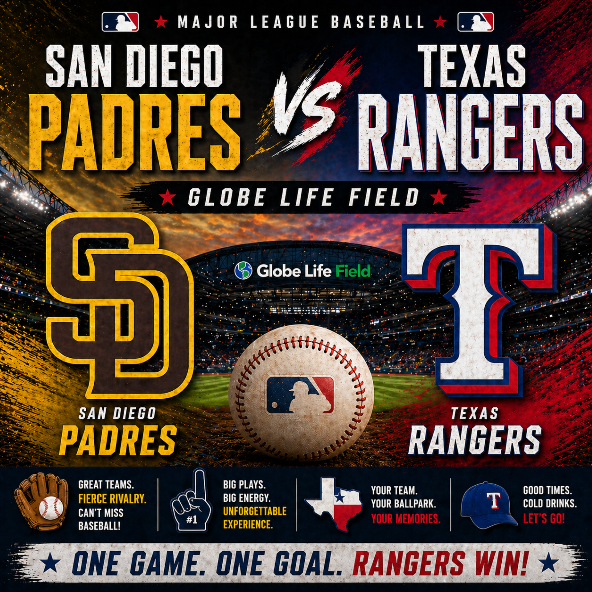 Padres at Rangers Showdown Photo
