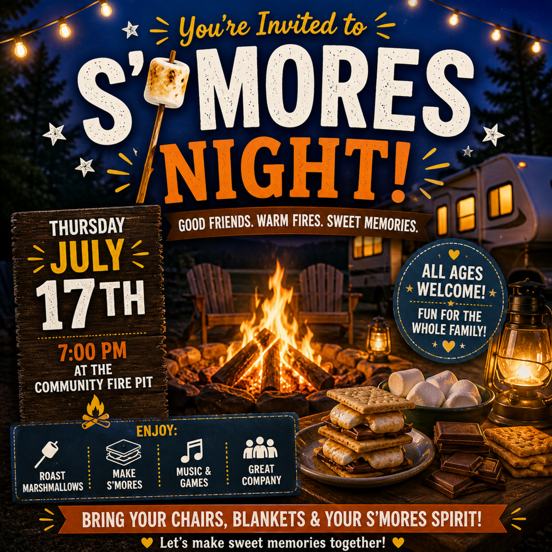 Campfire S'mores Social Photo