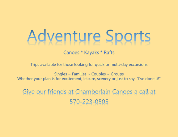 Adventure Sports - Canoe, Kayak, Raft on the Delaware River