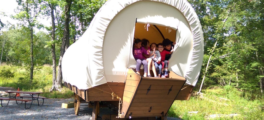 Kids are excited to check out the wagon for the first time!