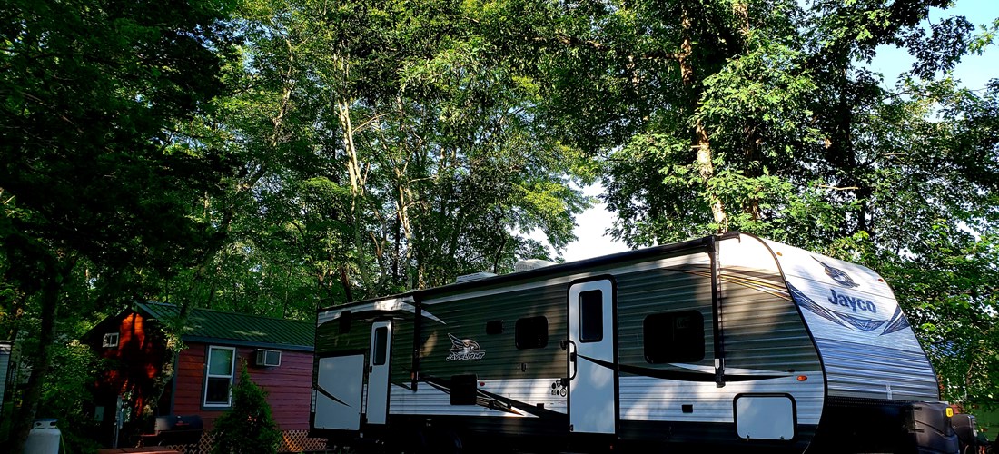 Travel Trailers situated on shaded sites