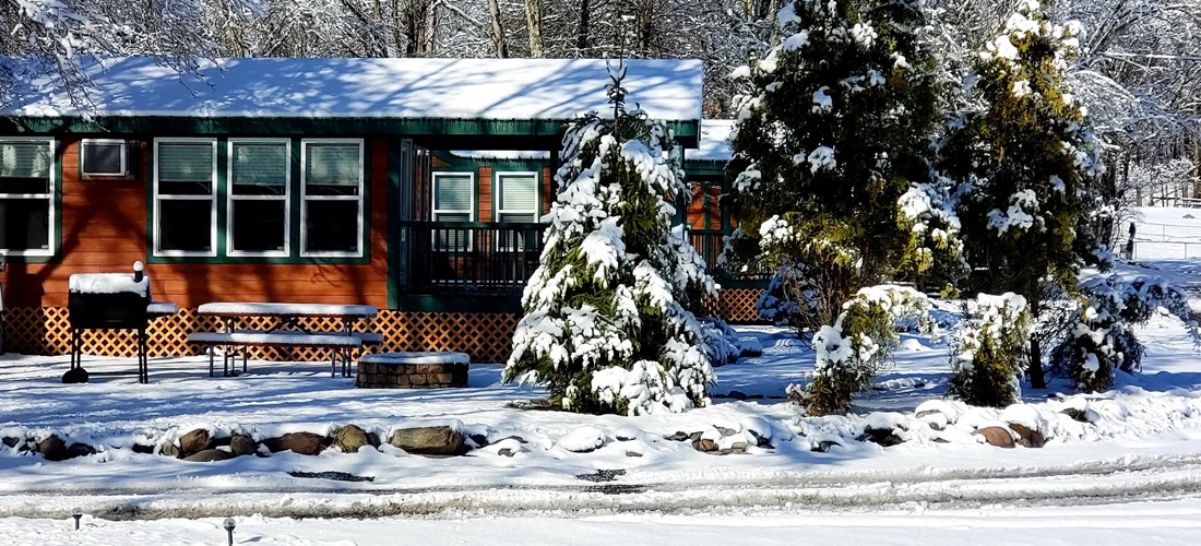 Cozy camping in the winter