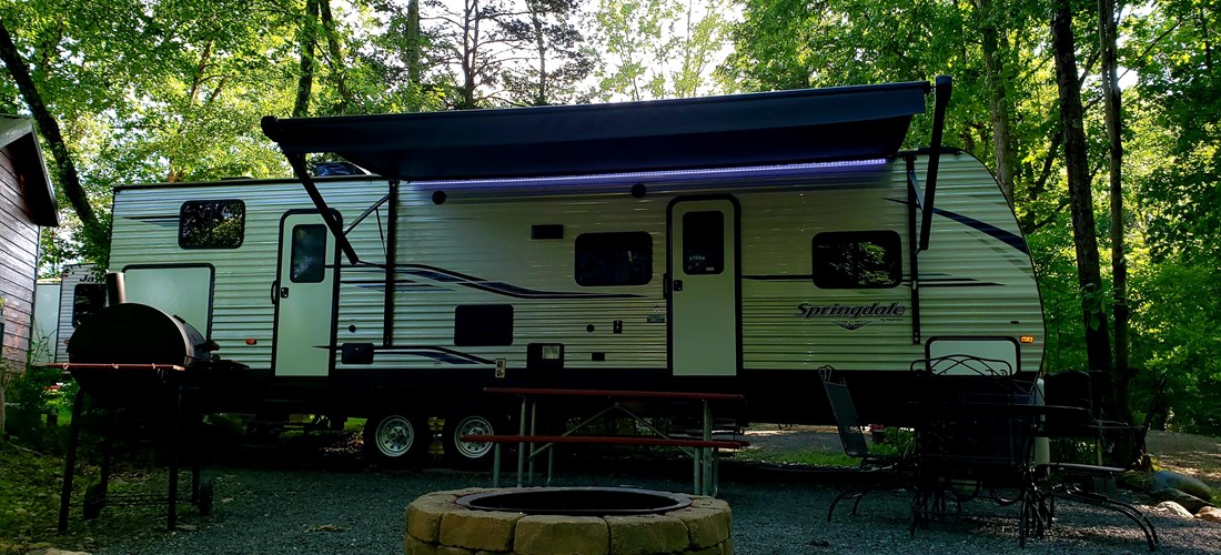 Wooded setting for your glamping trip