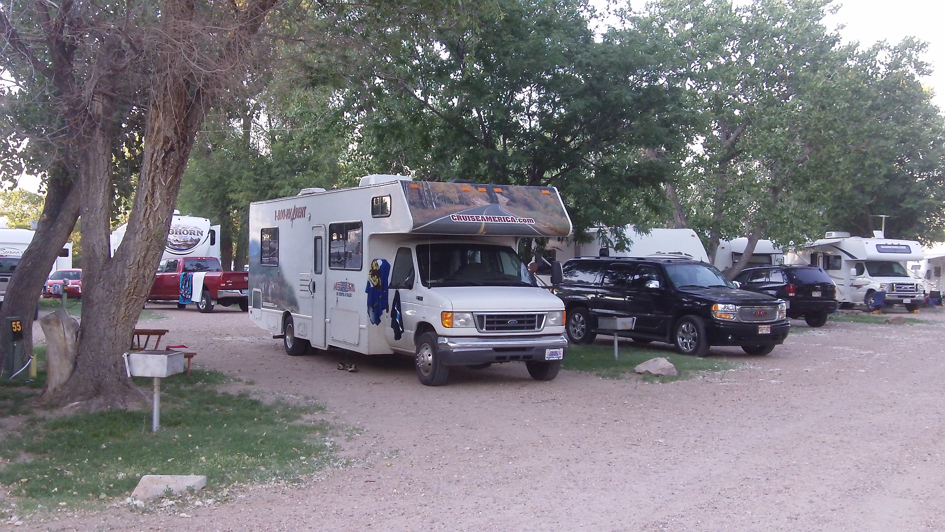 RV pull thru sites located close to the office building.