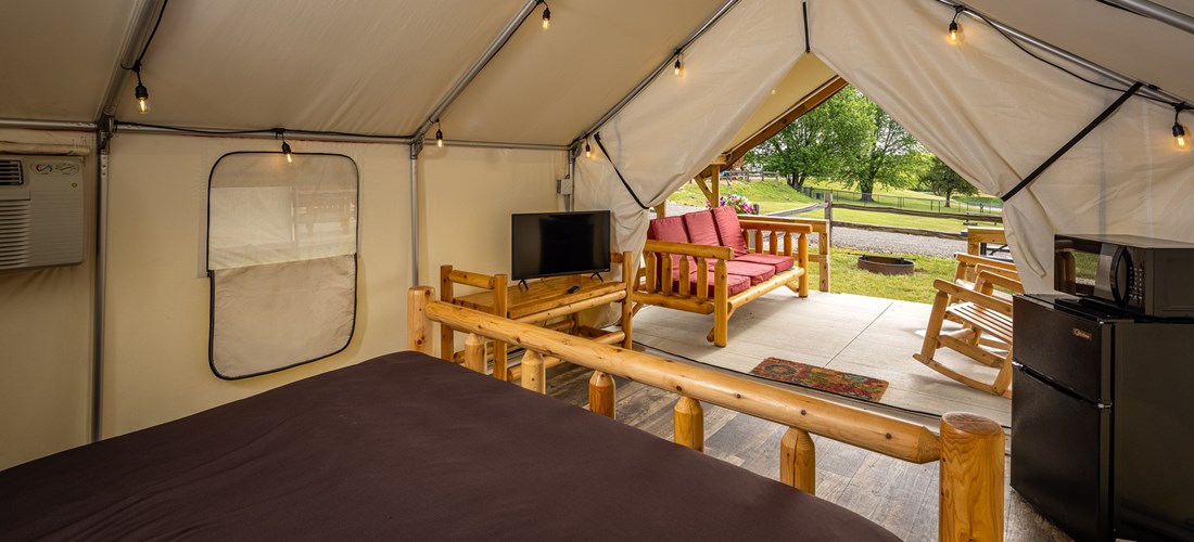 Ultimate comfort on our Glamping Tent's king size bed!