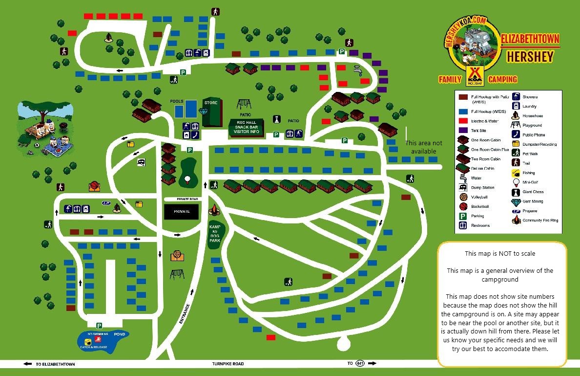 Hershey Koa Campground Map Elizabethtown, Pennsylvania Campground Map | Elizabethtown / Hershey Koa  Holiday