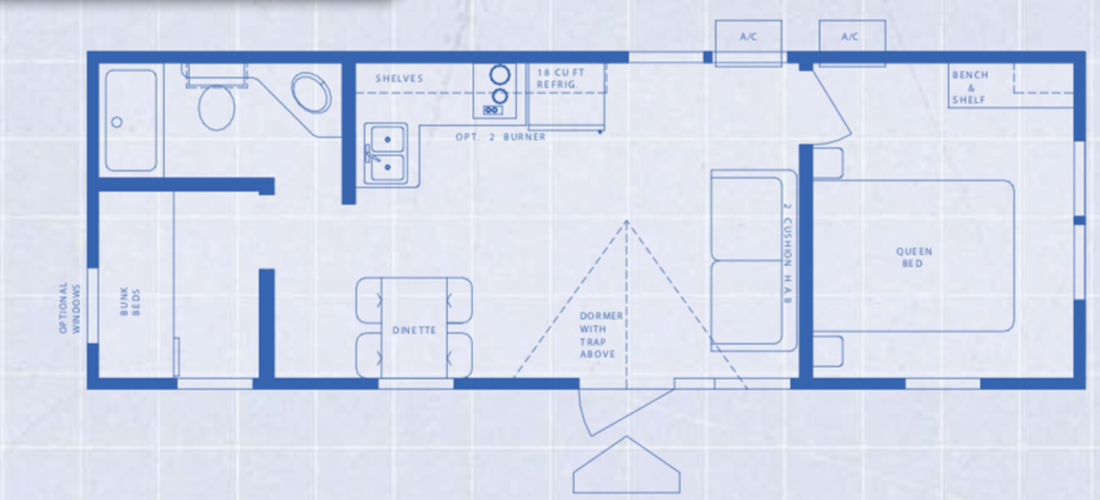Floor plan of Kamping Lodge with bedroom