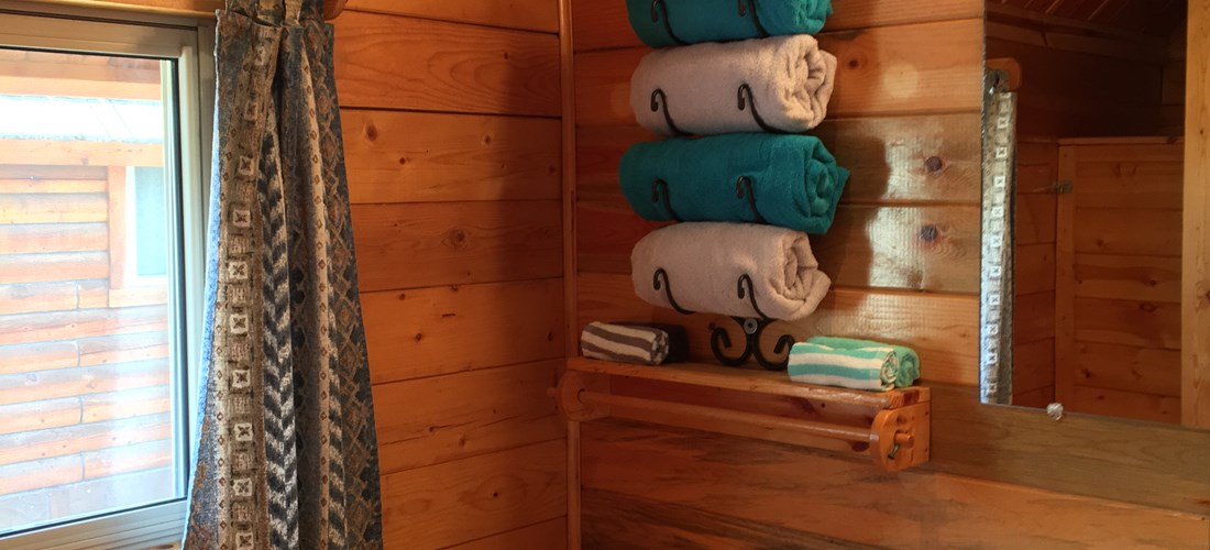 Deluxe Cabin Bath towels and sink