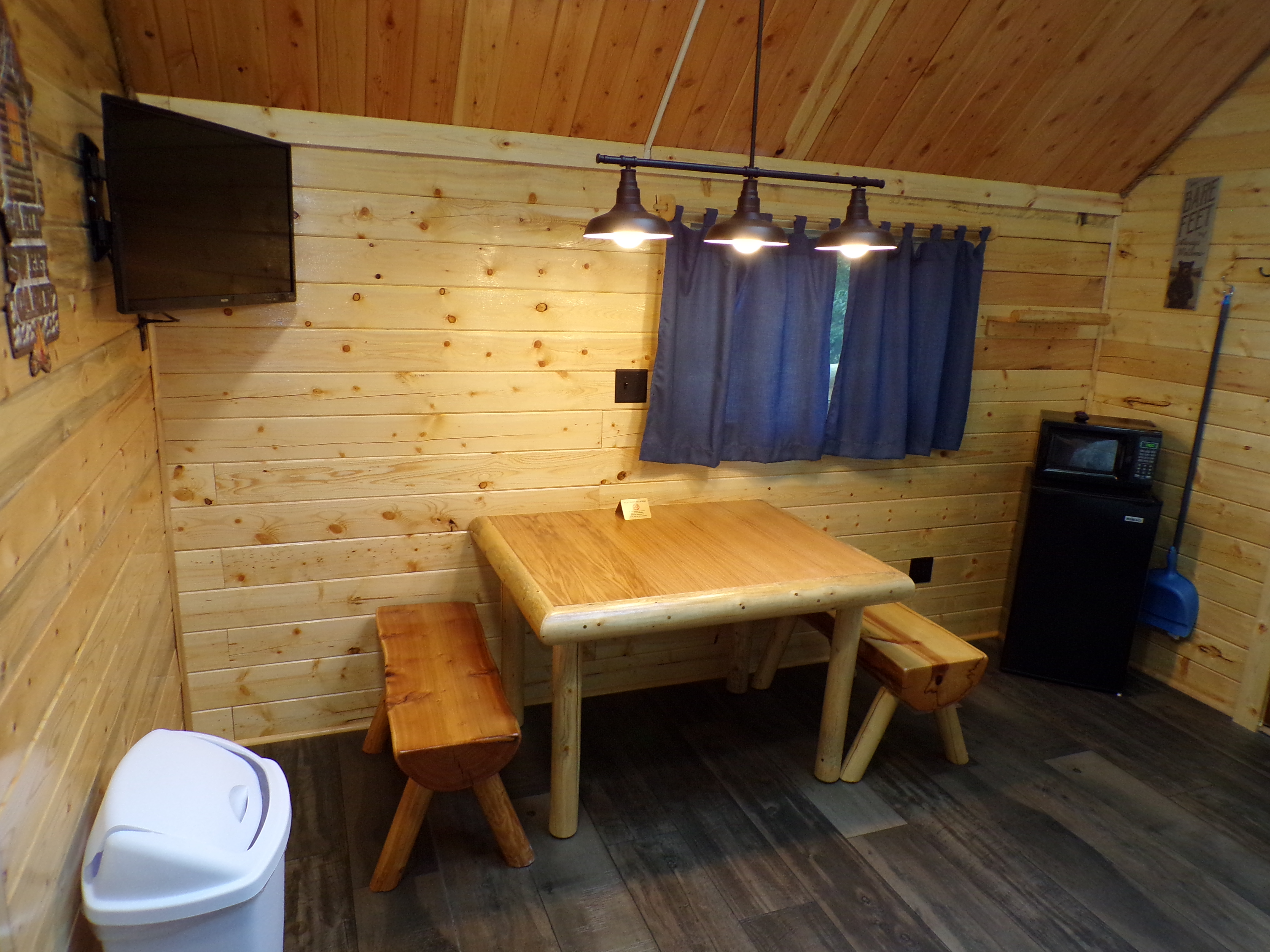 Mini fridge, microwave, TV with cable