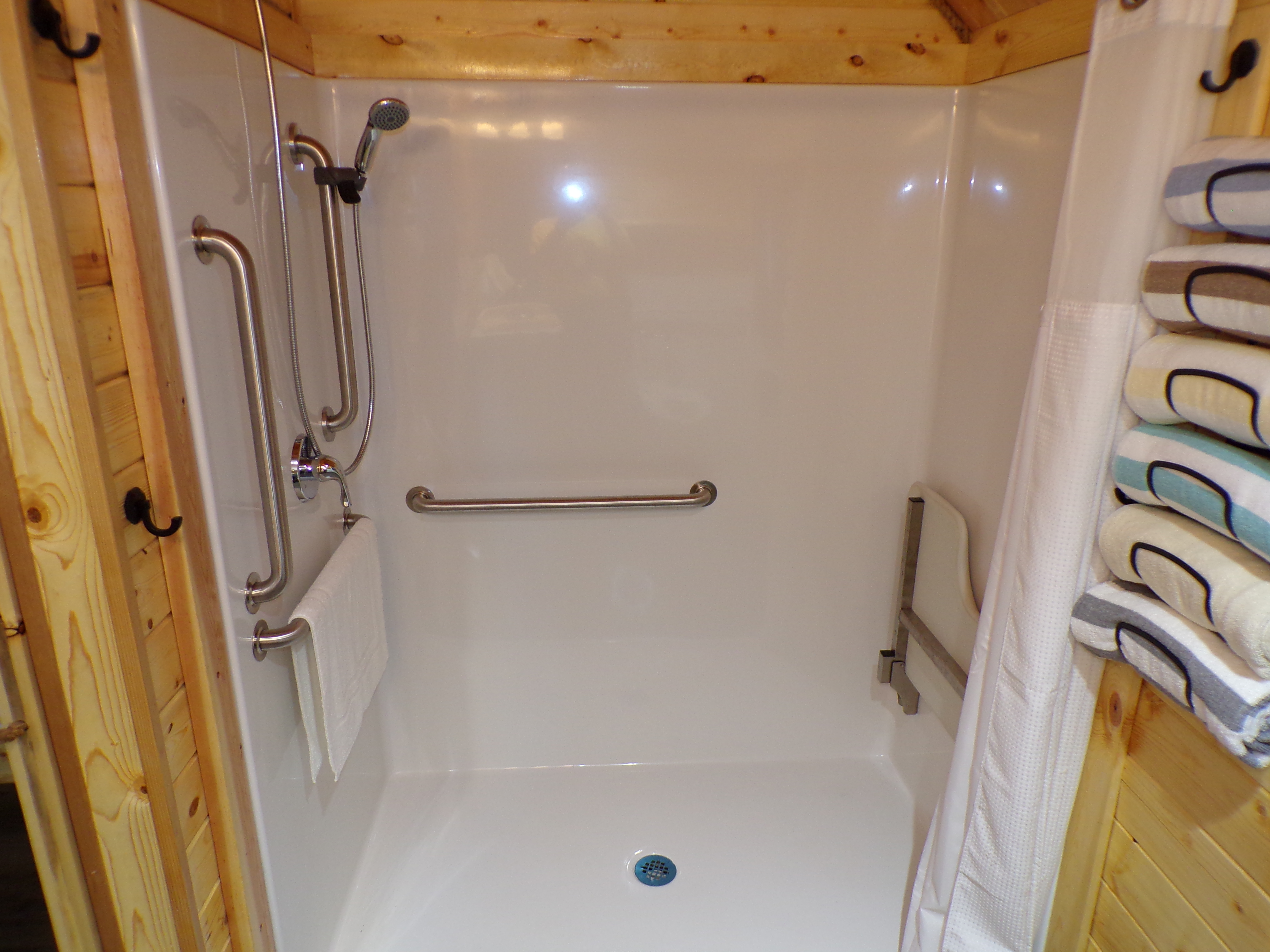 Full bath with shower, wheelchair friendly