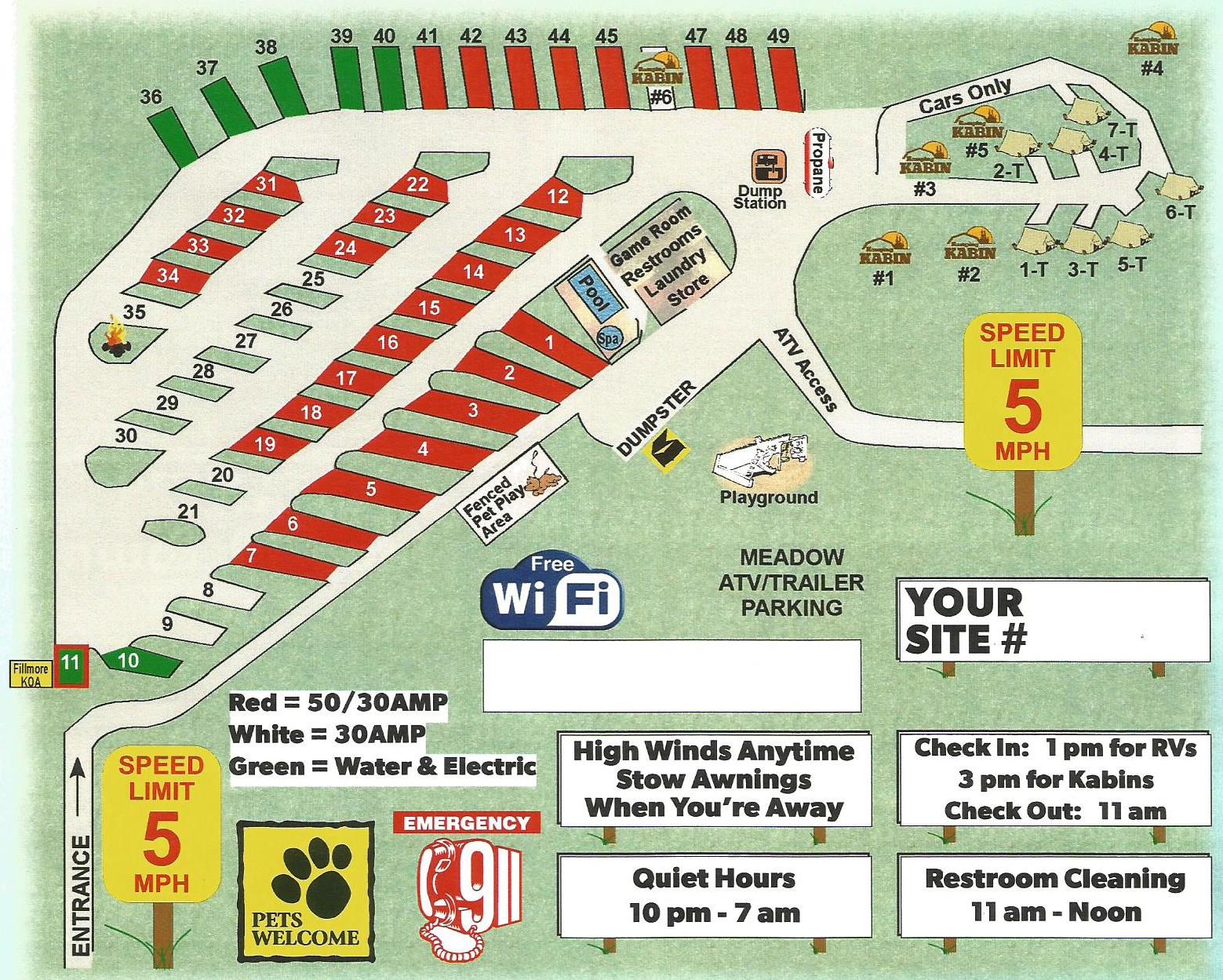Fillmore, Utah Campground Map Fillmore KOA