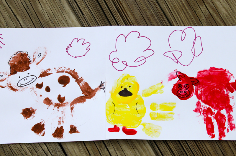 Finger Painting Farm Animals Photo
