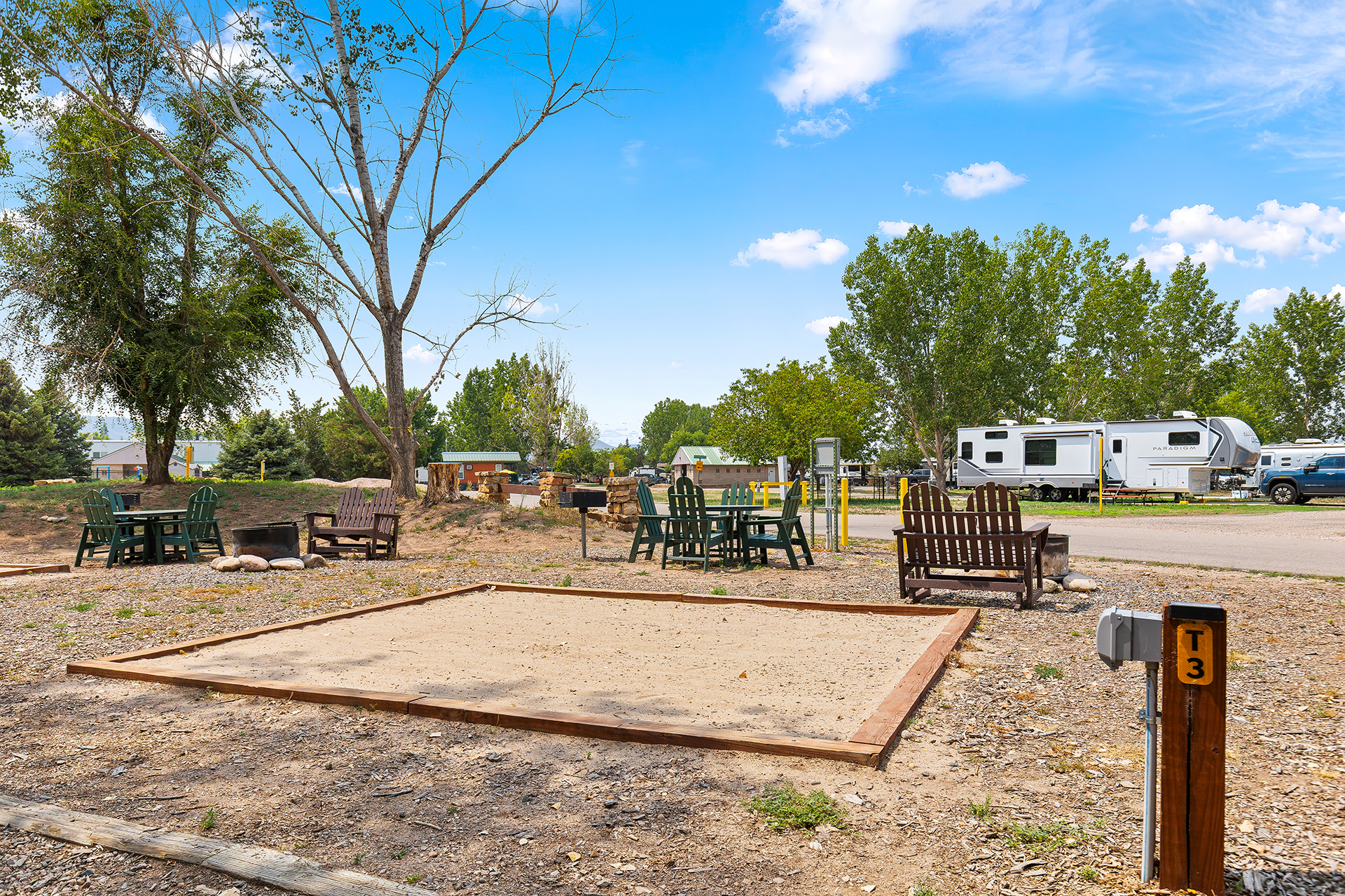 T03 - Tent Site, Water + Electric - Sand Tent Pad