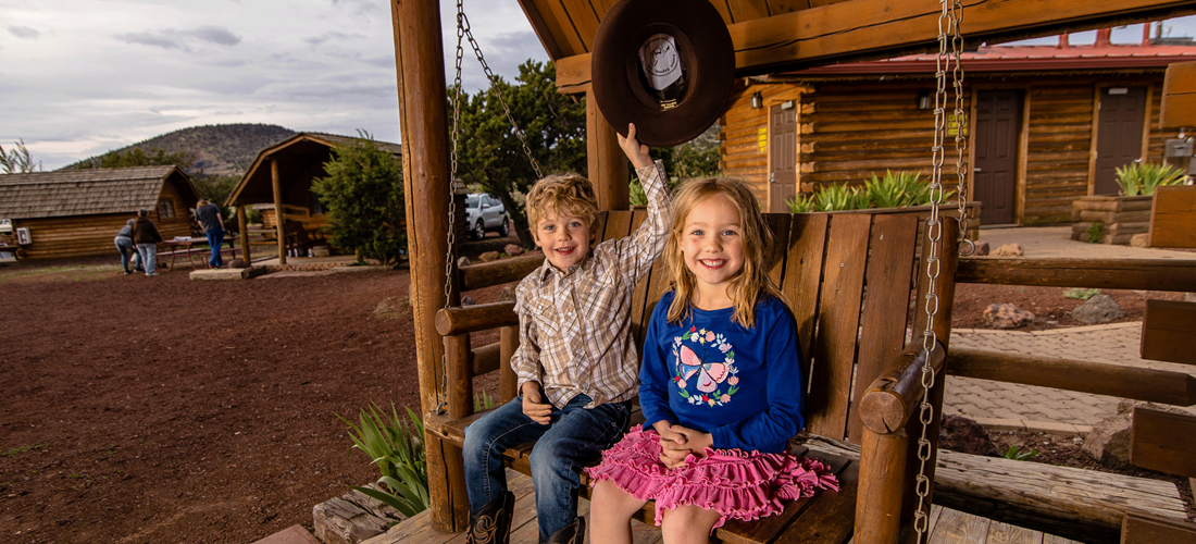 Camping Cabin Front Porch & Swing...Enjoy the Great Outdoors near the Grand Canyon