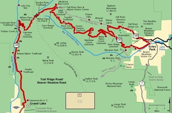 Trail Ridge Road via Rocky Mountain NP