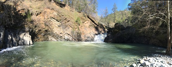 Joe Creek Falls and swimming hole in late winter