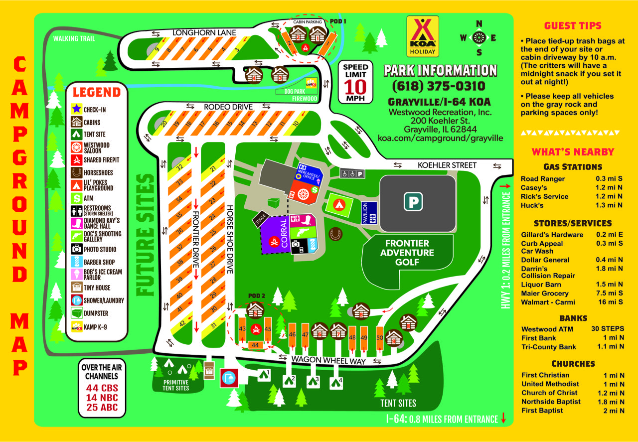 Grayville, Illinois Campground Map Grayville / I64 KOA Holiday