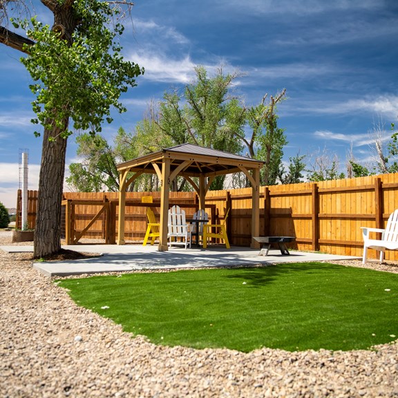KOA Patio Paw Pen Site with privacy fence and private gazebo
