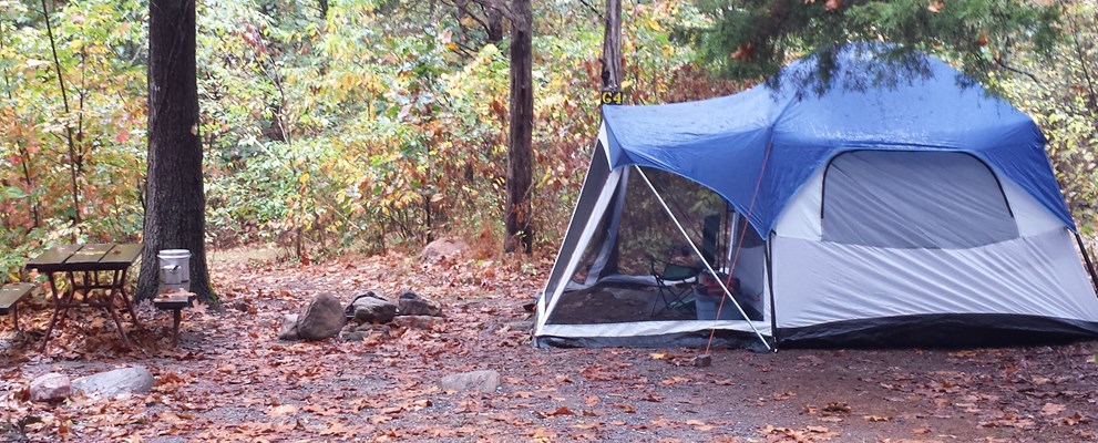 Harrisonburg Shenandoah Valley KOA  tent sites.
Tent site G4