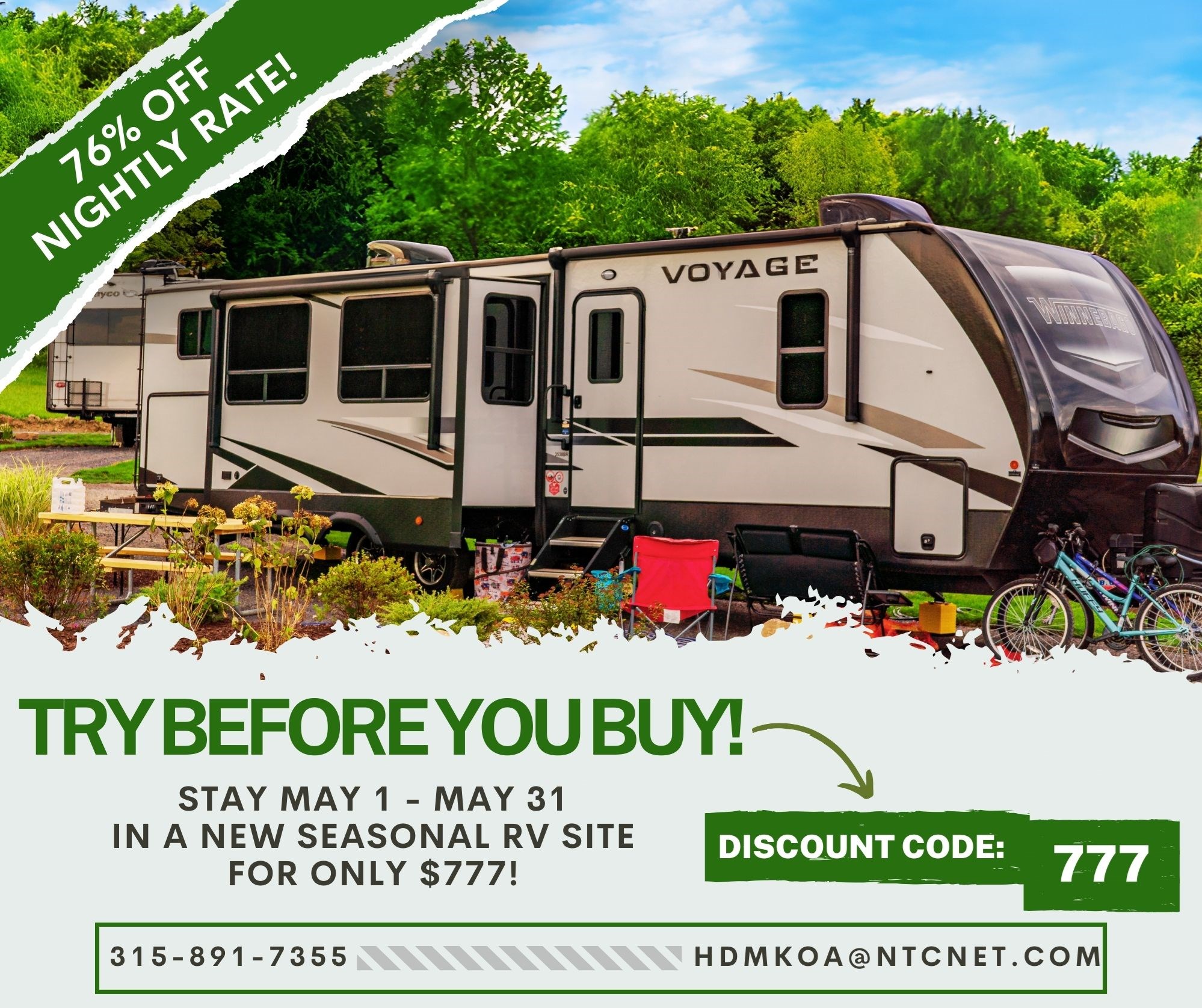 Try Before You Buy Seasonal RV Sites!